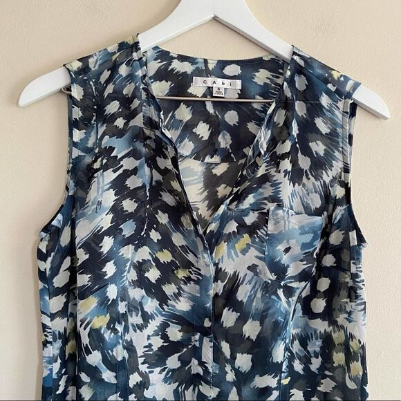 CAbi Avery Sleeveless Sheer Tunic Button Up Small - Picture 3 of 7